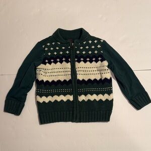 ✨Tea Collection 3T EUC Green and Cream Patterned Sweater